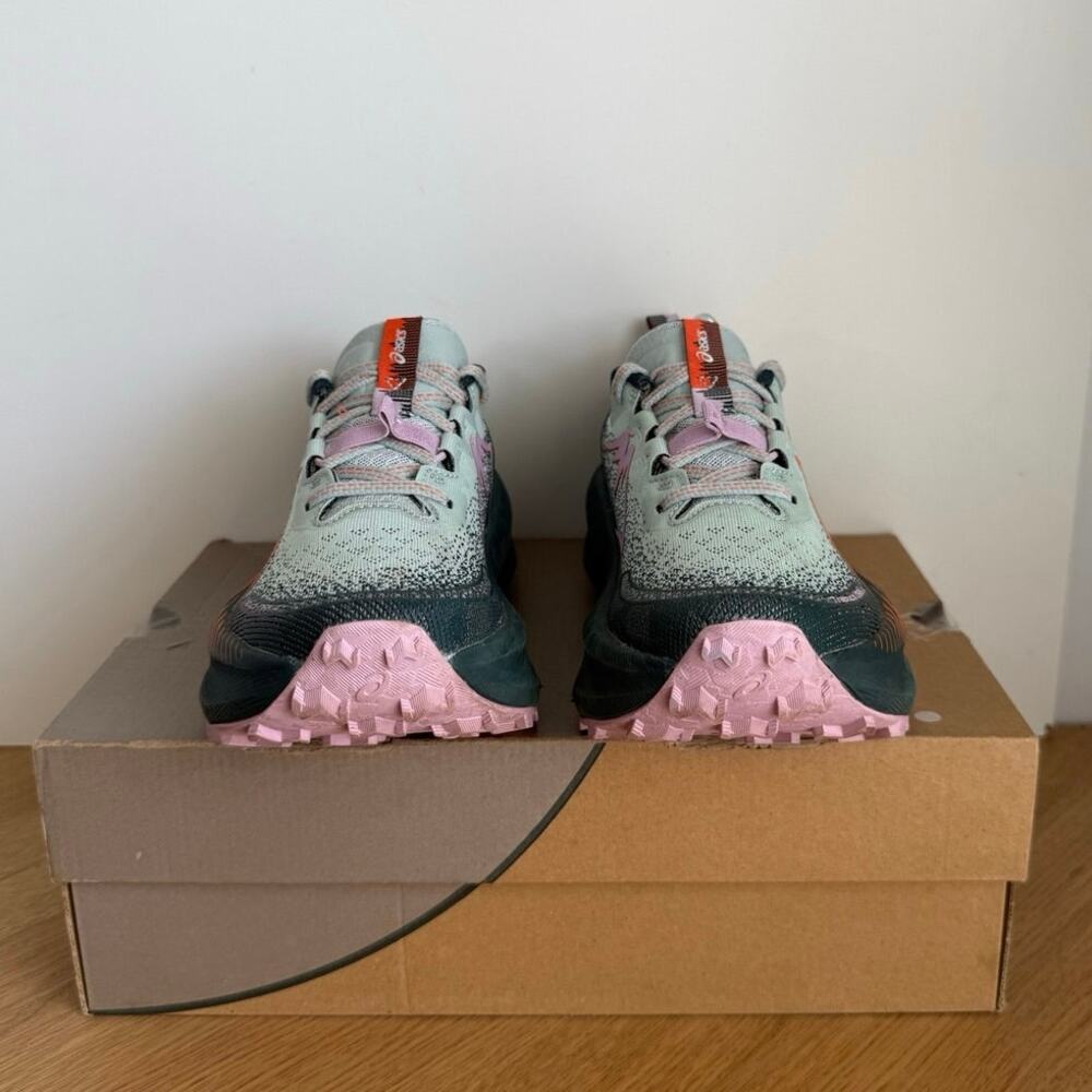 ASICS Trabuco Max 4 Cold Moss/Orange Women Trail Sneakers- SZ 7 - Picture 9 of 12